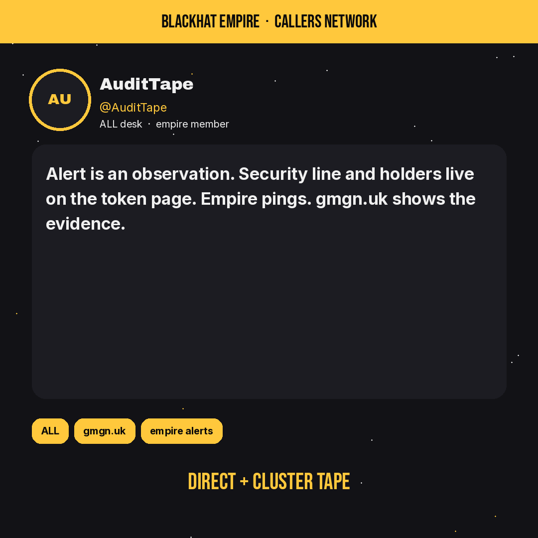 Crew review card Audit Tape — Anon Radar HQ